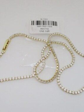 Adornia Gold Tone Crystal Tennis Necklace